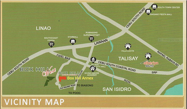 vicinity map of box hill west talisay