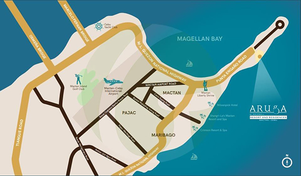 vicinity map of aruga beach resort