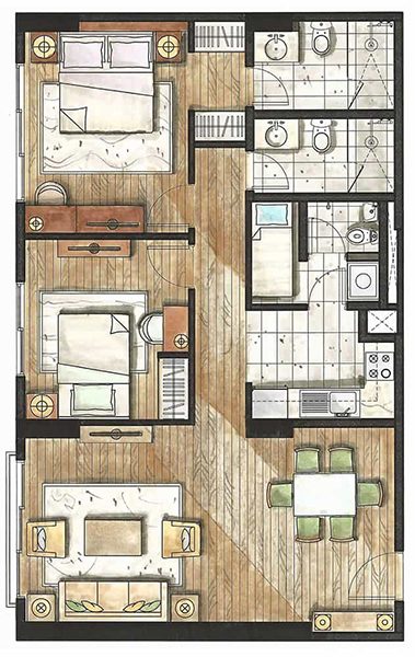 2 bedroom floor plan in rockwell