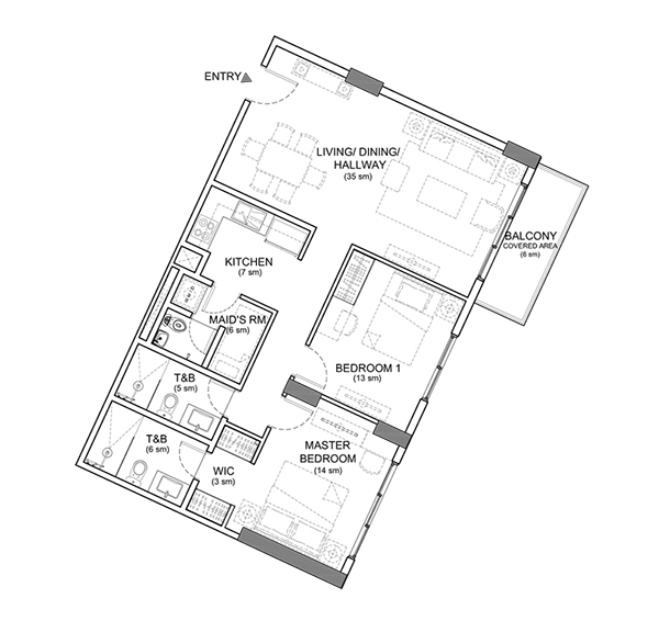 2 bedroom floor plan in lahug condominium