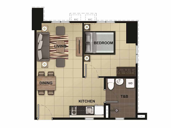 1-bedroom floor plan 