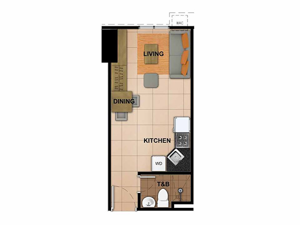 22 sqm studio floor plan