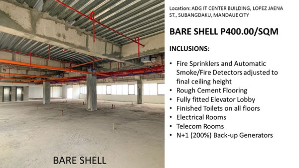 bare shell for lease in mandaue