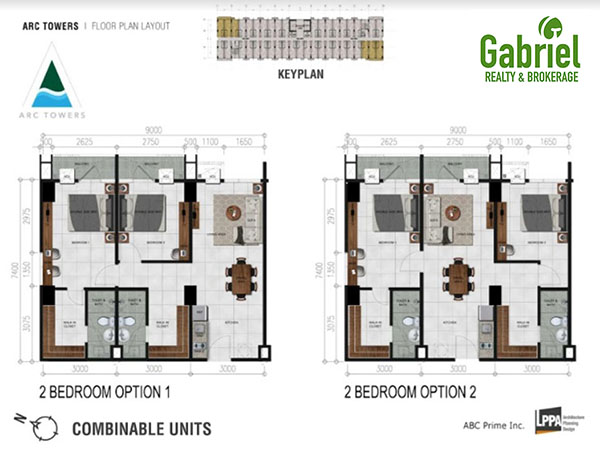 2-bedroom combinable units options