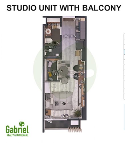 studio with balcony floor plan