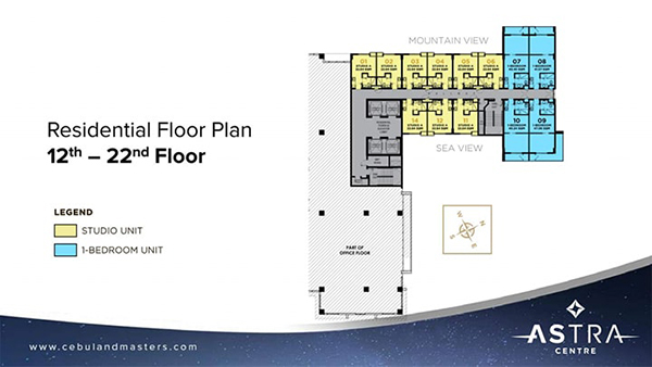 typical residential floor plan in the 12th to 22nd floor
