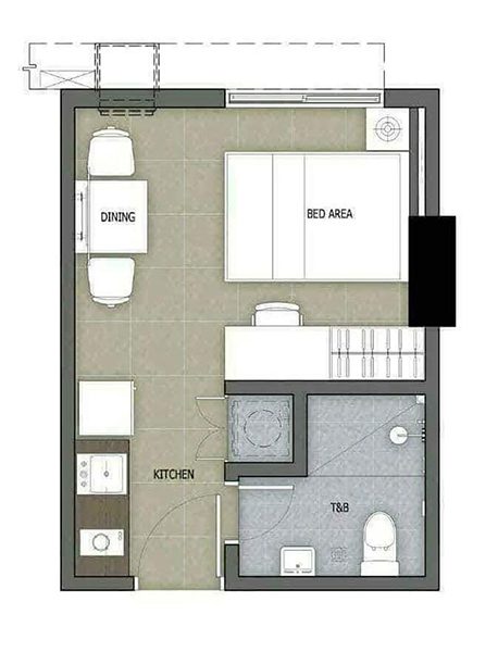 typical residential studio floor plan