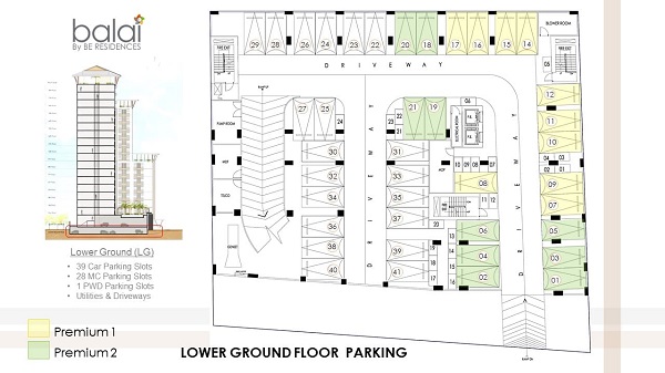 parking building plan of balai by be residences