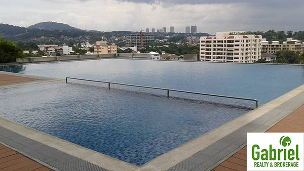 view from the swimming pool at the top of the condominium