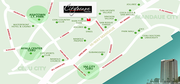 vicinity map of cityscape tower condominium and hotel