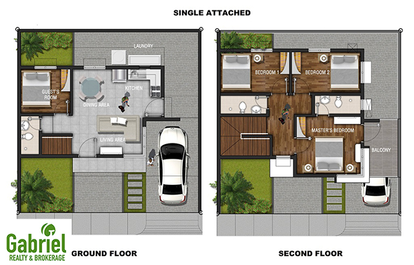 single attached floor plan
