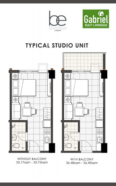 studio floor plan in be residences