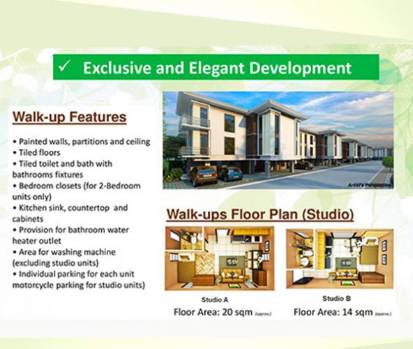 features of the walk up condominium in talisay