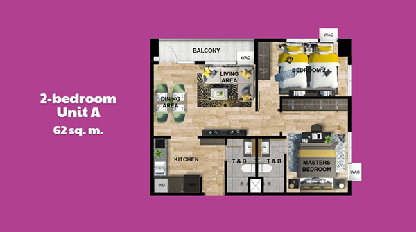 2 bedroom unit A floor plan