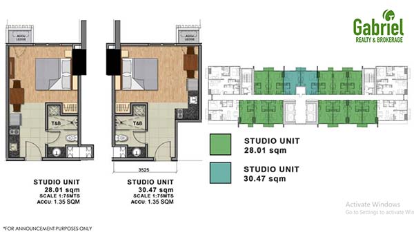 residential studio unit floor plan