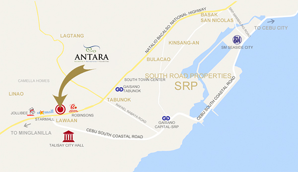vicinity map of antara condominium in lawaan, talisay city, cebu