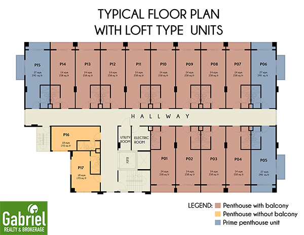 floor plan with loft type units
