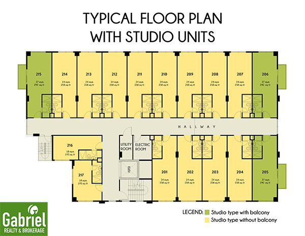 typical floor plan with studio units