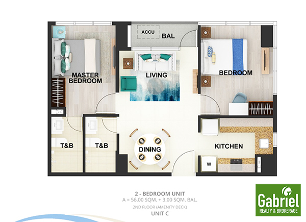 2 bedroom floor lay out