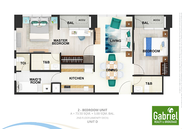 2-bedroom lay out in the pearl global residences