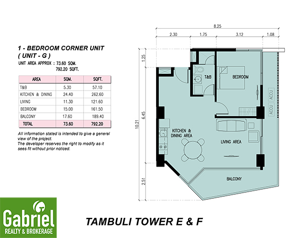 1 bedroom floor plan in tambuli