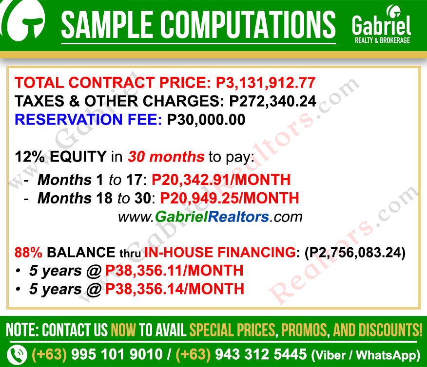 Royal Oceancrest Panglao 1 Bedroom Sample Computation