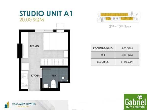 studio floor plan of casa mira towers guadalupe