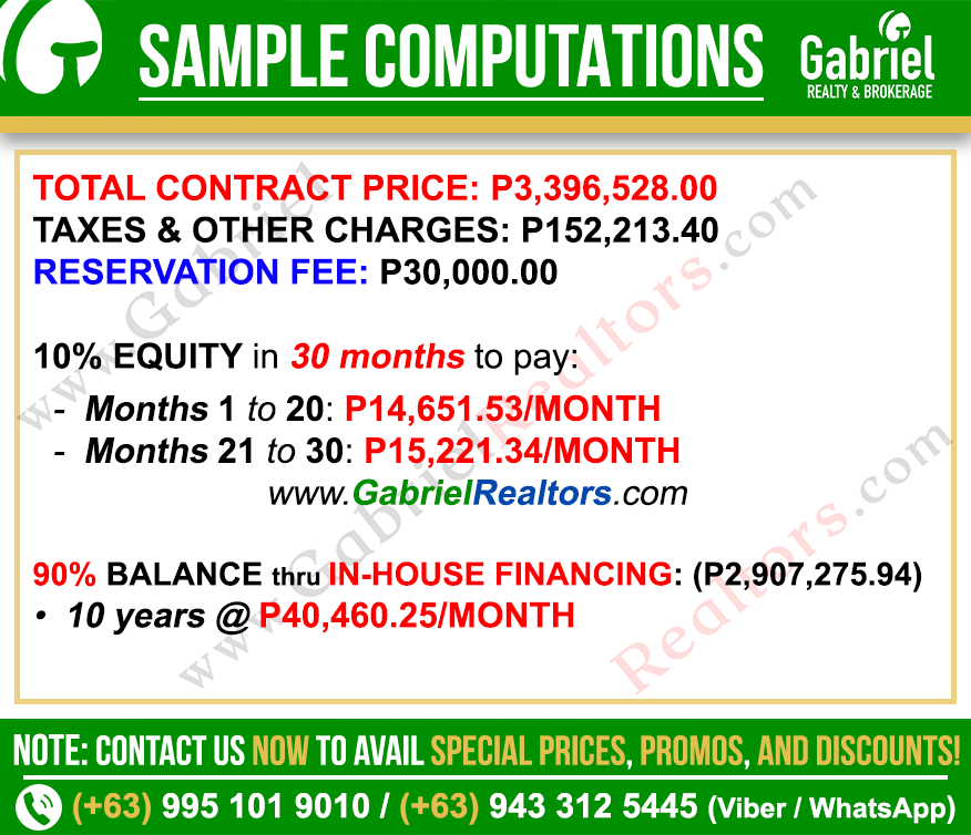 Royal Oceancrest Panglao Studio Sample Computation