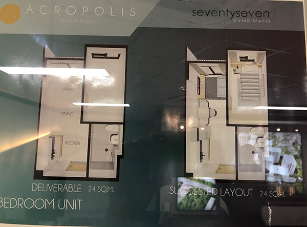 1 bedroom floor plan, acropolis residences