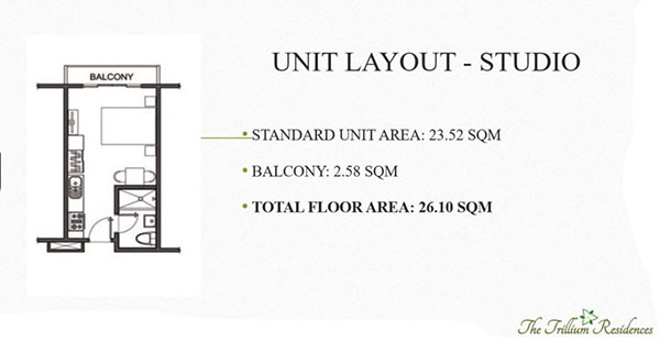 studio condominium floor layout in trillium residences