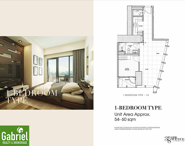 1 bedroom floor plan, 38 park avenue