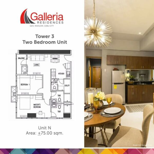 2 bedroom floor plan, galleria residences