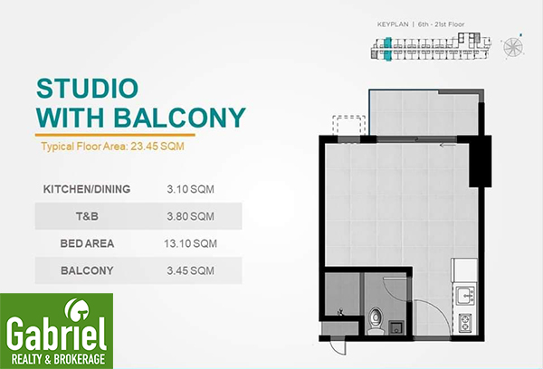studio with balcony floor plan, casa mira guadalupe