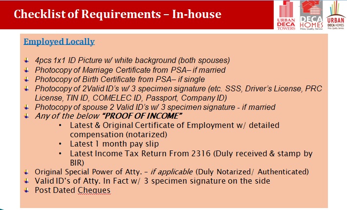 requirements to reserve a unit, urban deca banilad