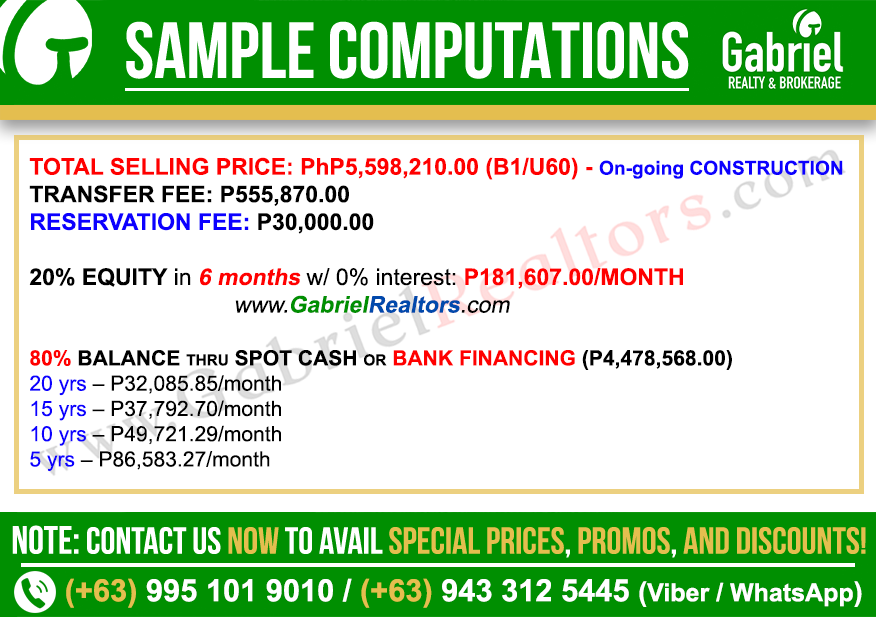 Anami Homes Lilac (Duplex) Sample Computation