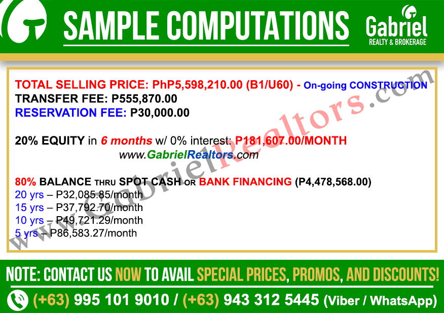 Anami Homes Lilac (Duplex) Sample Computation