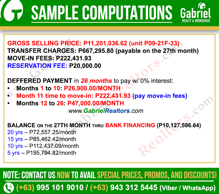 DUSITD2 CEBU 1 Bedroom with Balcony Sample Computation