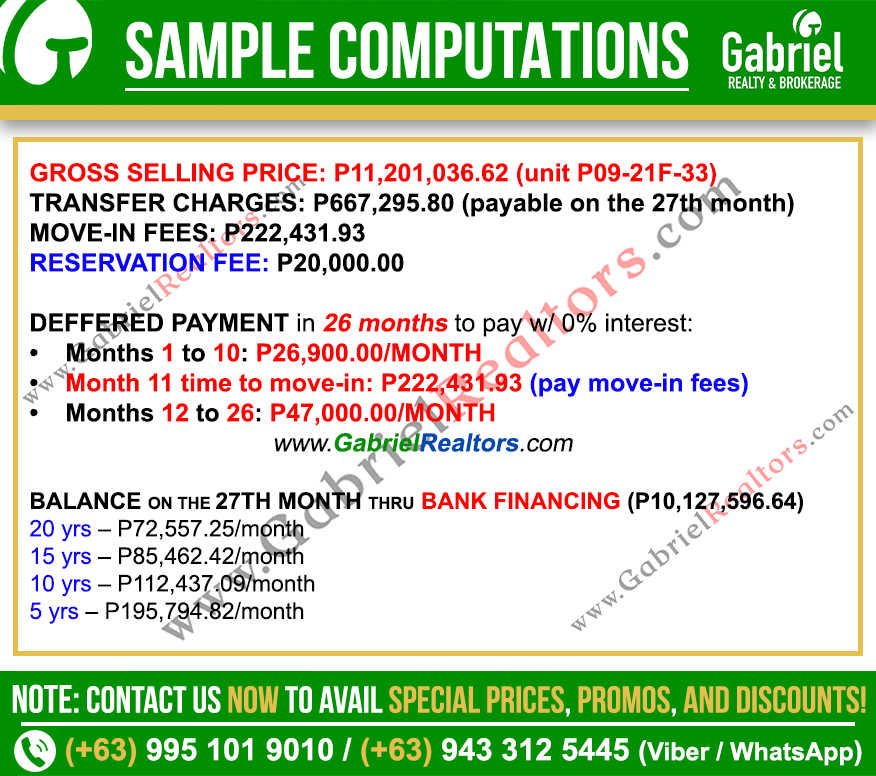 DUSITD2 CEBU 1 Bedroom with Balcony Sample Computation