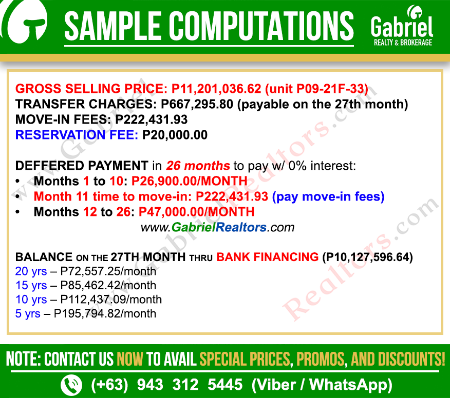 DUSITD2 CEBU 1 Bedroom with Balcony Sample Computation