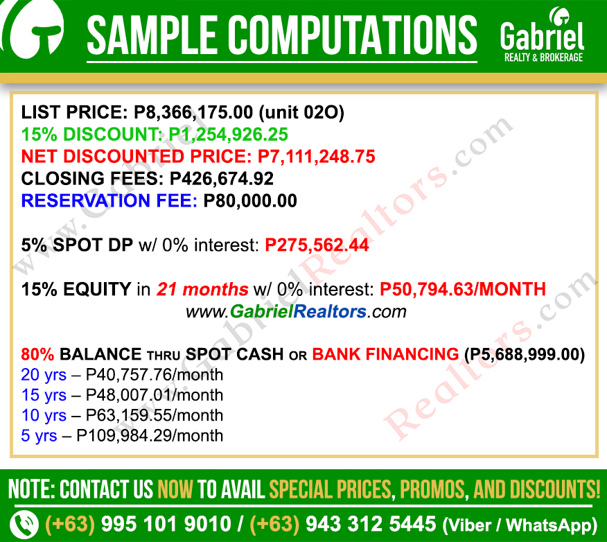 Azalea Place Cebu 2 Bedroom Sample Computation