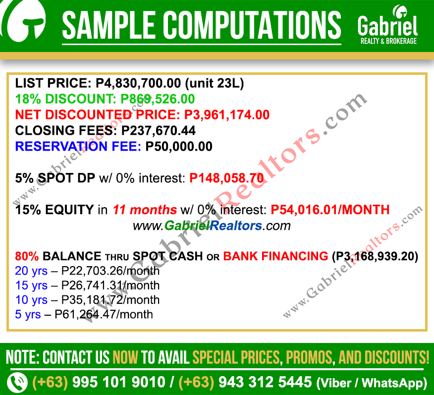 Azalea Place Cebu Studio Sample Computation