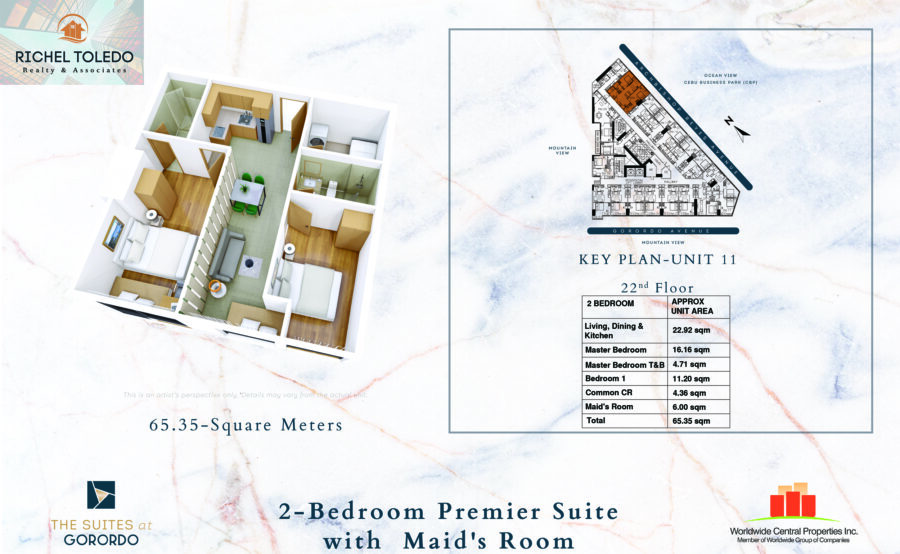 the suites at gorordo, 2 bedroom floor plan