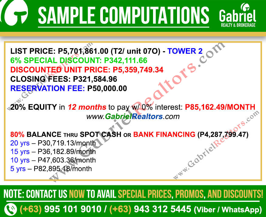 Galleria Residences Studio Unit Sample Computation