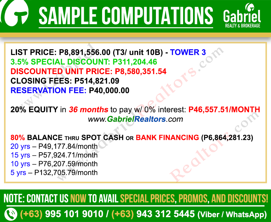 Galleria Residences Studio Unit Sample Computation