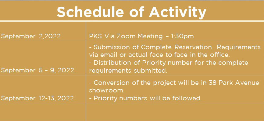 schedule of activities, ramos tower at calle 104