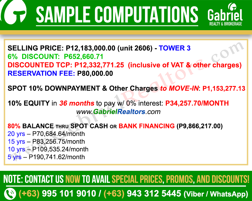 Avida Towers Riala Cebu 2 Bedroom Sample Computation