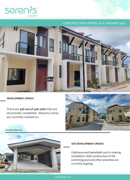 SERENIS SOUTH TALISAY, CONSTRUCTION UPDATE