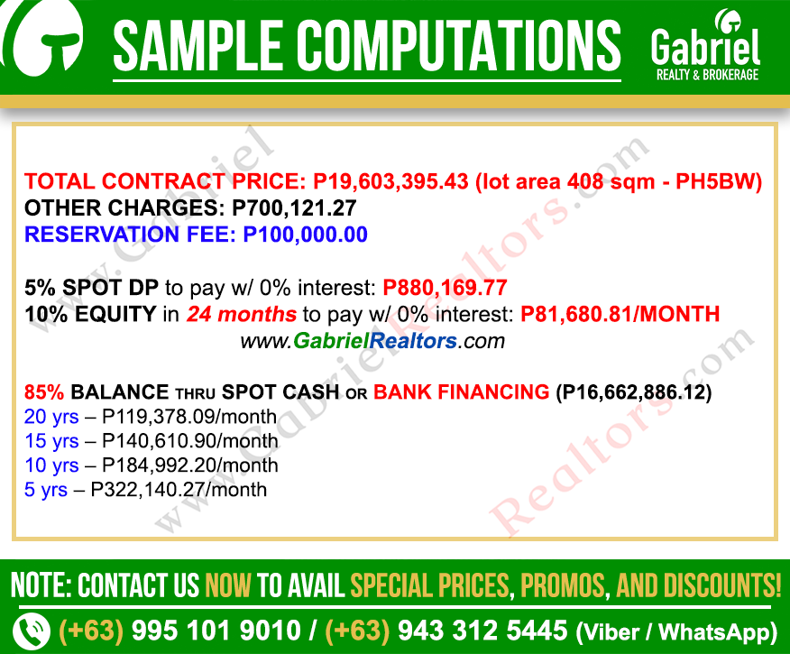 PRIVEYA HILLS Phase 5B SAMPLE COMPUTATIONS