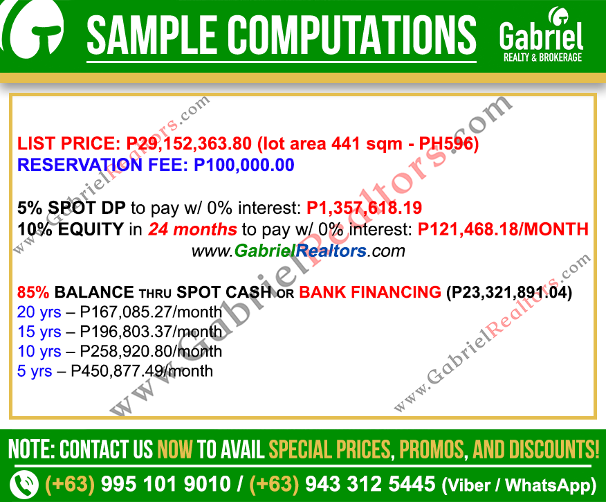 PRIVEYA HILLS Phase 5B SAMPLE COMPUTATIONS