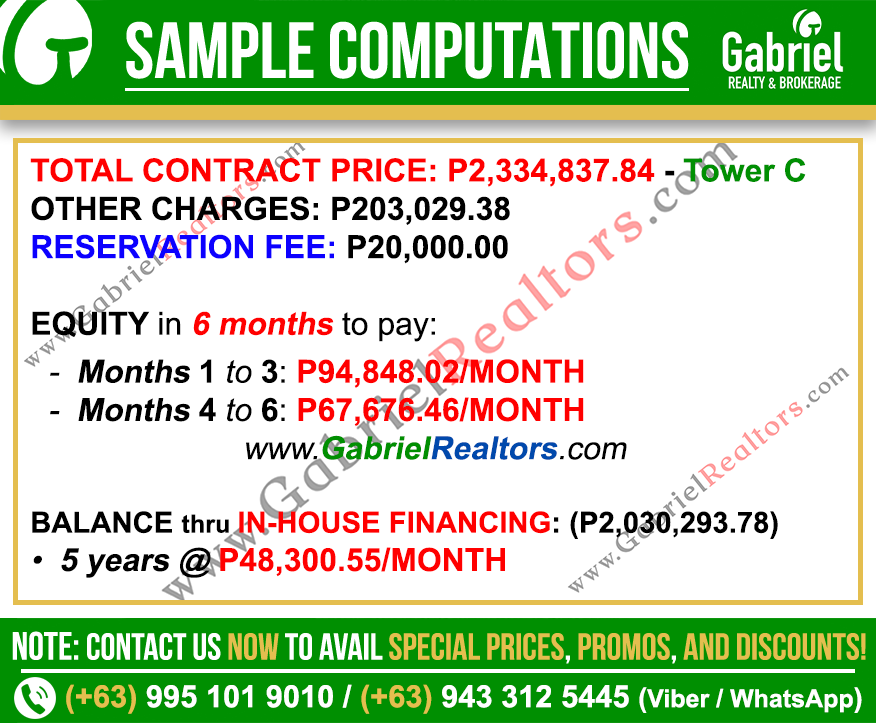 Royal Oceancrest Mactan 1 Bedroom Sample Computation